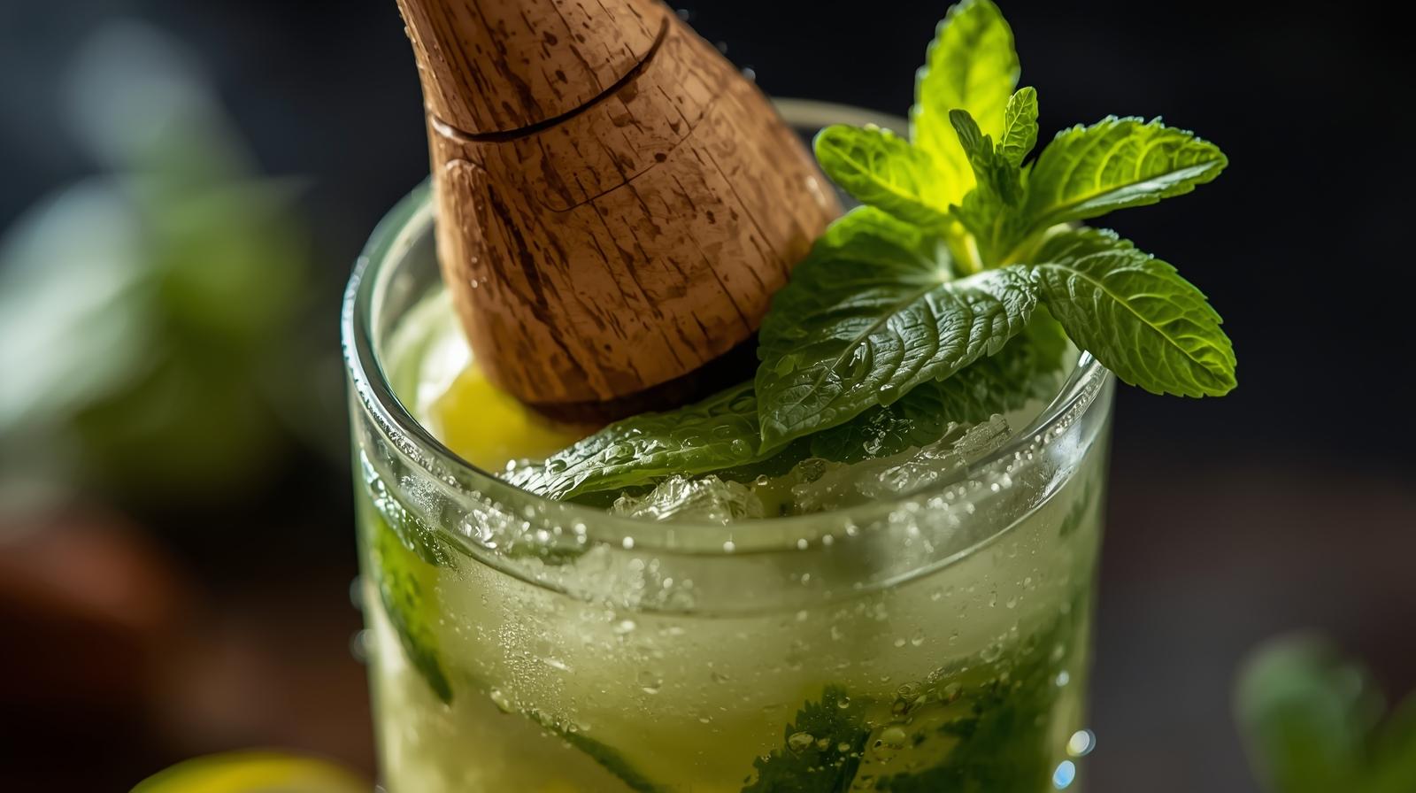 Piler les feuilles de menthe